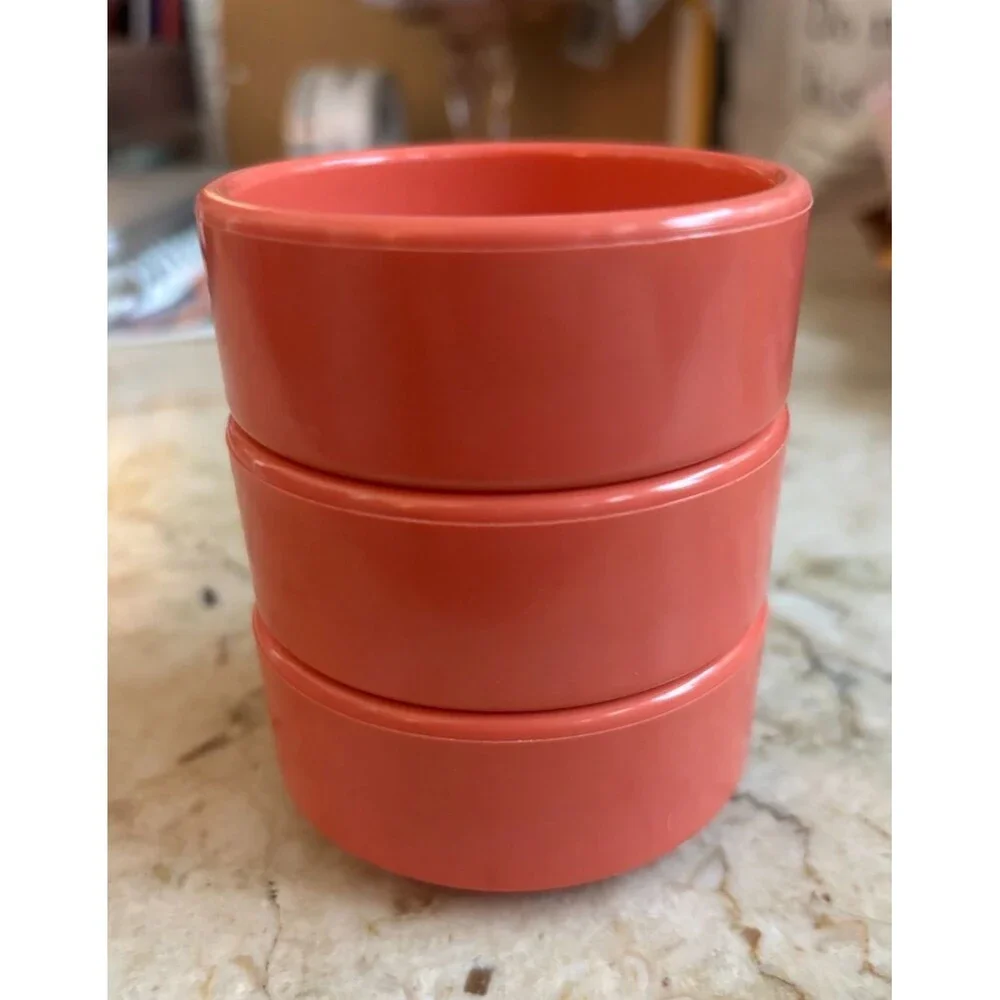 3 Vintage Gessner Products Co. Coral Ramekins #0372 Melamine 2 oz Made In USA